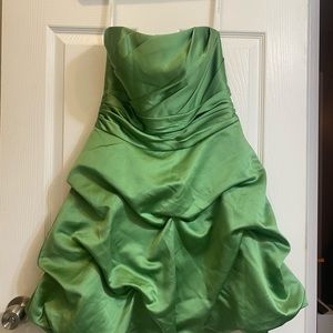 David’s Bridal Clover Green strapless bridesmaids